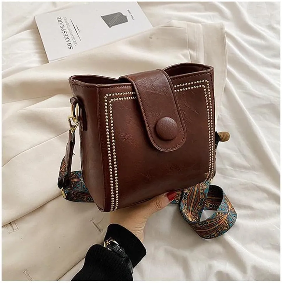 Vintage Simple PU Leather Bunny Bucket Ornaments Crossbody Bags for Women Luxury Designer Handbagt Lady Black Shoulder Bag