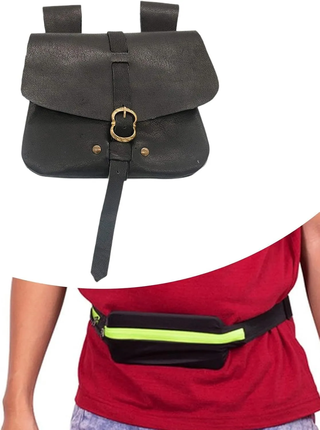 Waist Pouch Medieval Waist Bag Wallet Steampunk Travel Purse Fanny Pack, Black