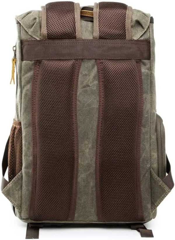 Waterproof Shock-Resistant Canvas Camera Bag Retro Style Travel Backpack (Armygreen)