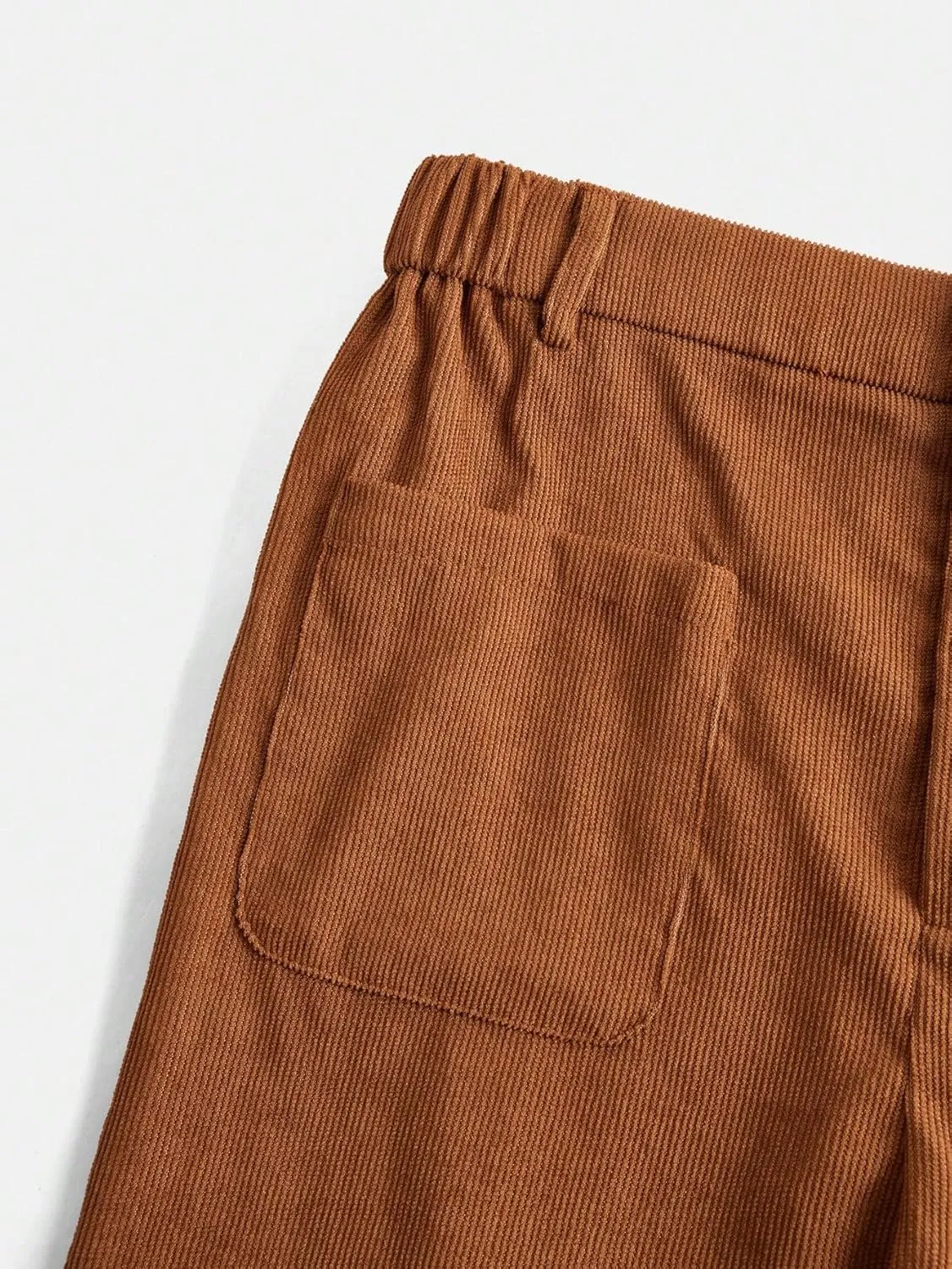 WDIRARA Girl's Solid Corduroy Wide Leg Pants Button Front Zipper Straight Pants with Pockets