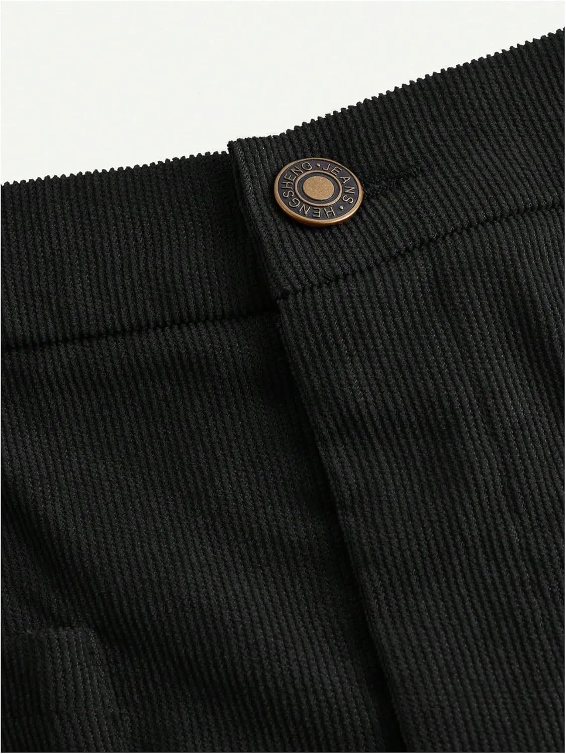 WDIRARA Girl's Solid Corduroy Wide Leg Pants Button Front Zipper Straight Pants with Pockets