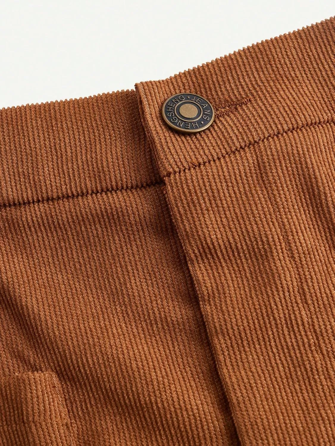 WDIRARA Girl's Solid Corduroy Wide Leg Pants Button Front Zipper Straight Pants with Pockets