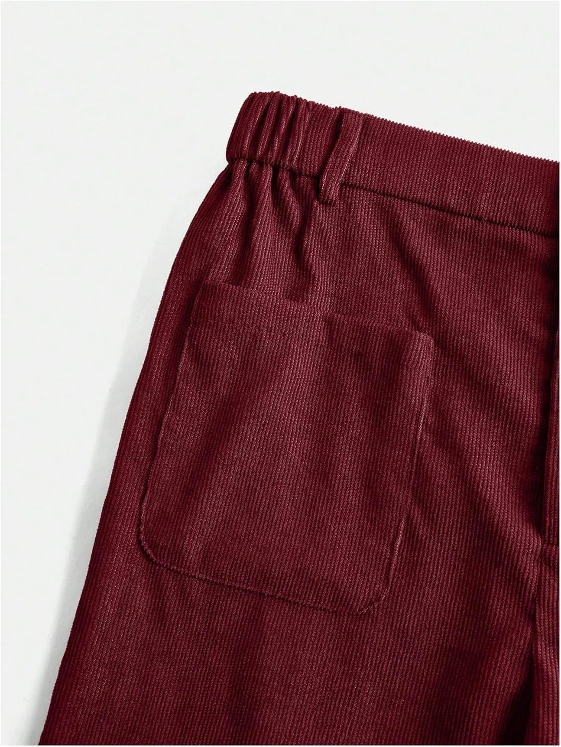 WDIRARA Girl's Solid Corduroy Wide Leg Pants Button Front Zipper Straight Pants with Pockets