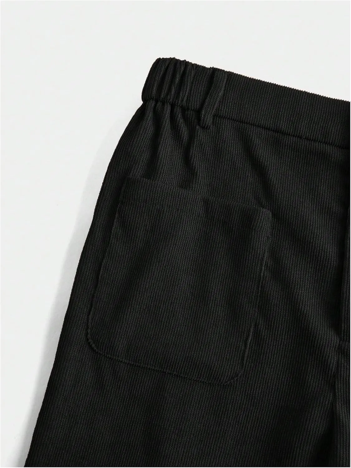 WDIRARA Girl's Solid Corduroy Wide Leg Pants Button Front Zipper Straight Pants with Pockets