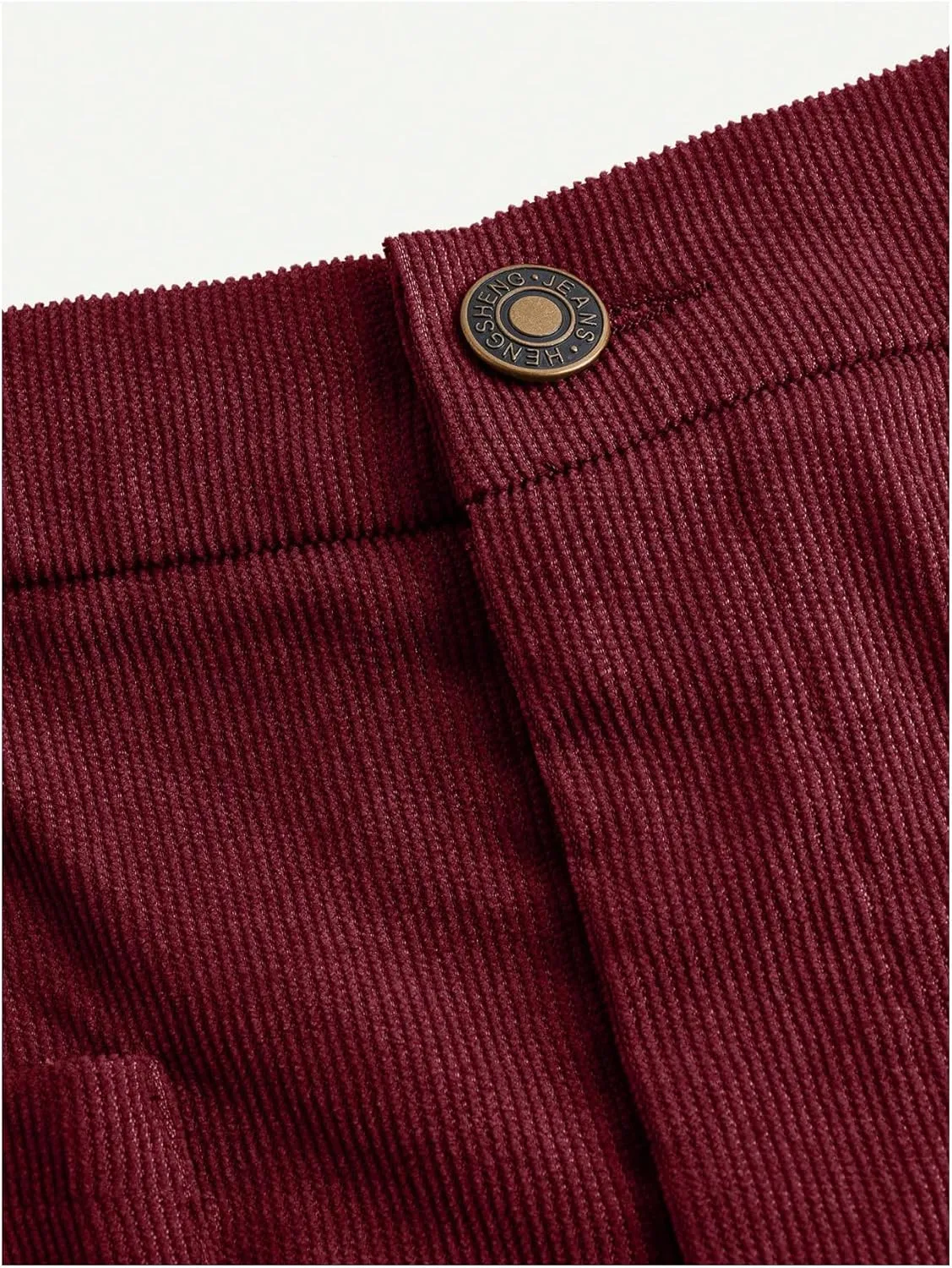 WDIRARA Girl's Solid Corduroy Wide Leg Pants Button Front Zipper Straight Pants with Pockets