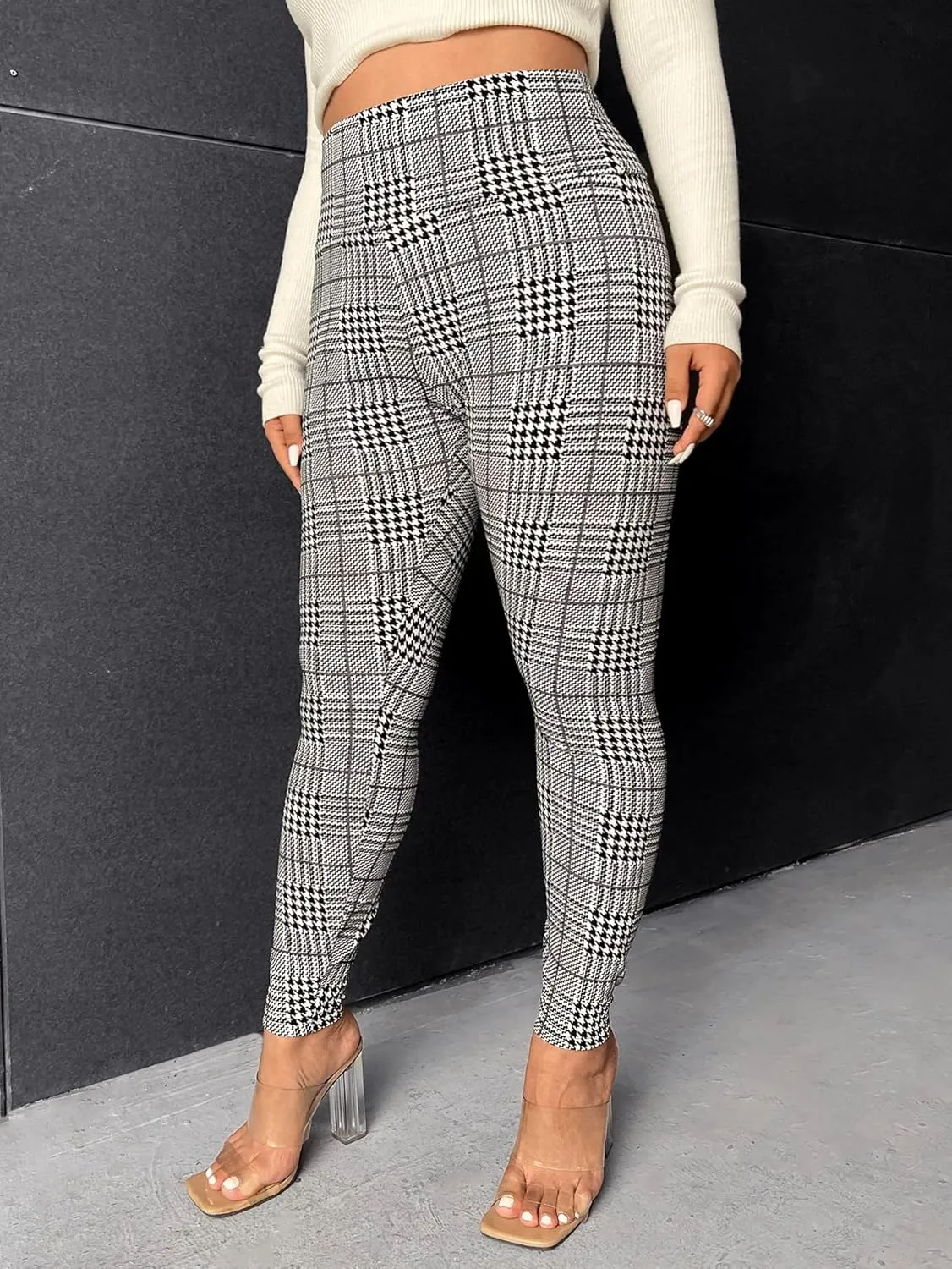WDIRARA Women's Plus Size Camo Print Tie Front Stretch Skinny Long Pants
