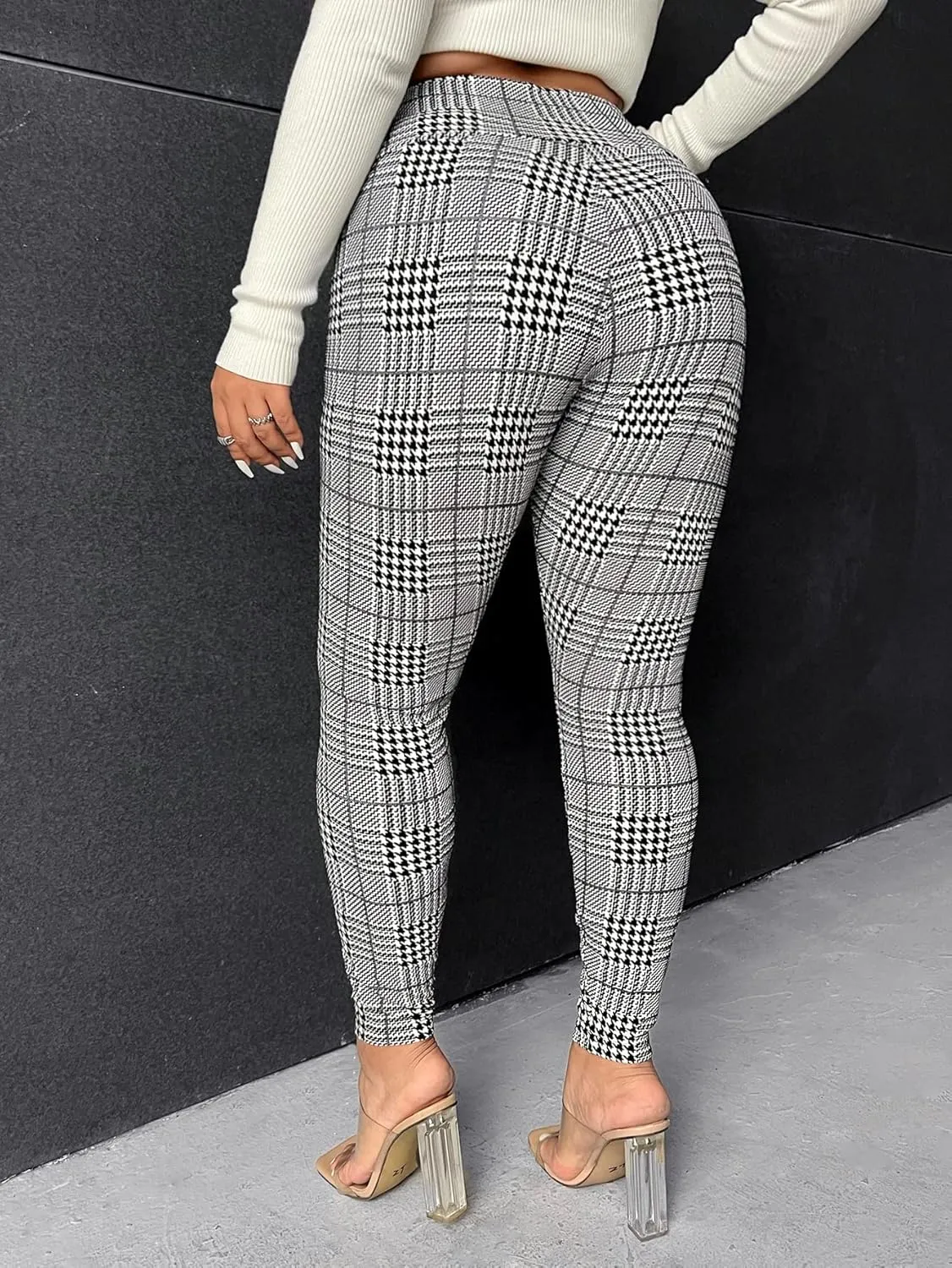 WDIRARA Women's Plus Size Camo Print Tie Front Stretch Skinny Long Pants