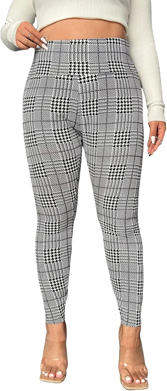 WDIRARA Women's Plus Size Camo Print Tie Front Stretch Skinny Long Pants