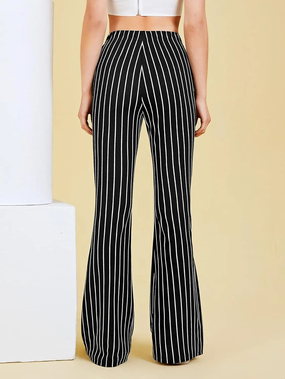 WDIRARA Women's Snakeskin High Waist Casual Flare Bell Bottom Stretch Long Pants