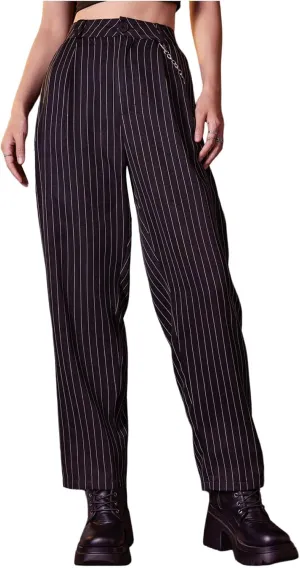 WDIRARA Women's Y2k Plaid Print Elastic Waist Fashion Straight Leg Pants Trousers