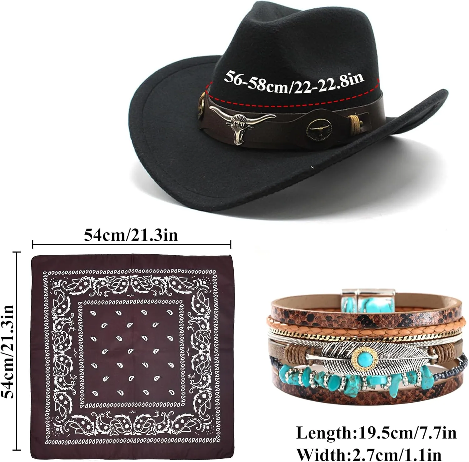 Western Cowgirl Costume for Women Cowboy Tassel Vest for Women Outfit with Hat Bandana Necklace