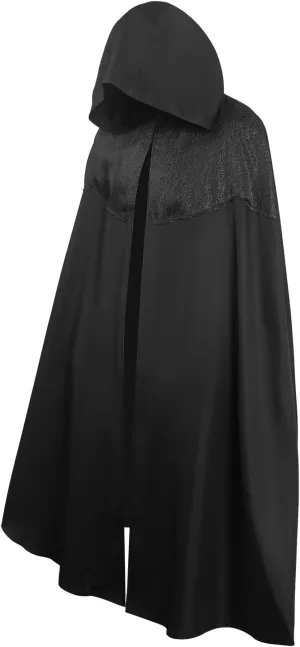 White Wolf Costume Cosplay Black Hooded Cloak Cape Witch Halloween Outfit for Adults
