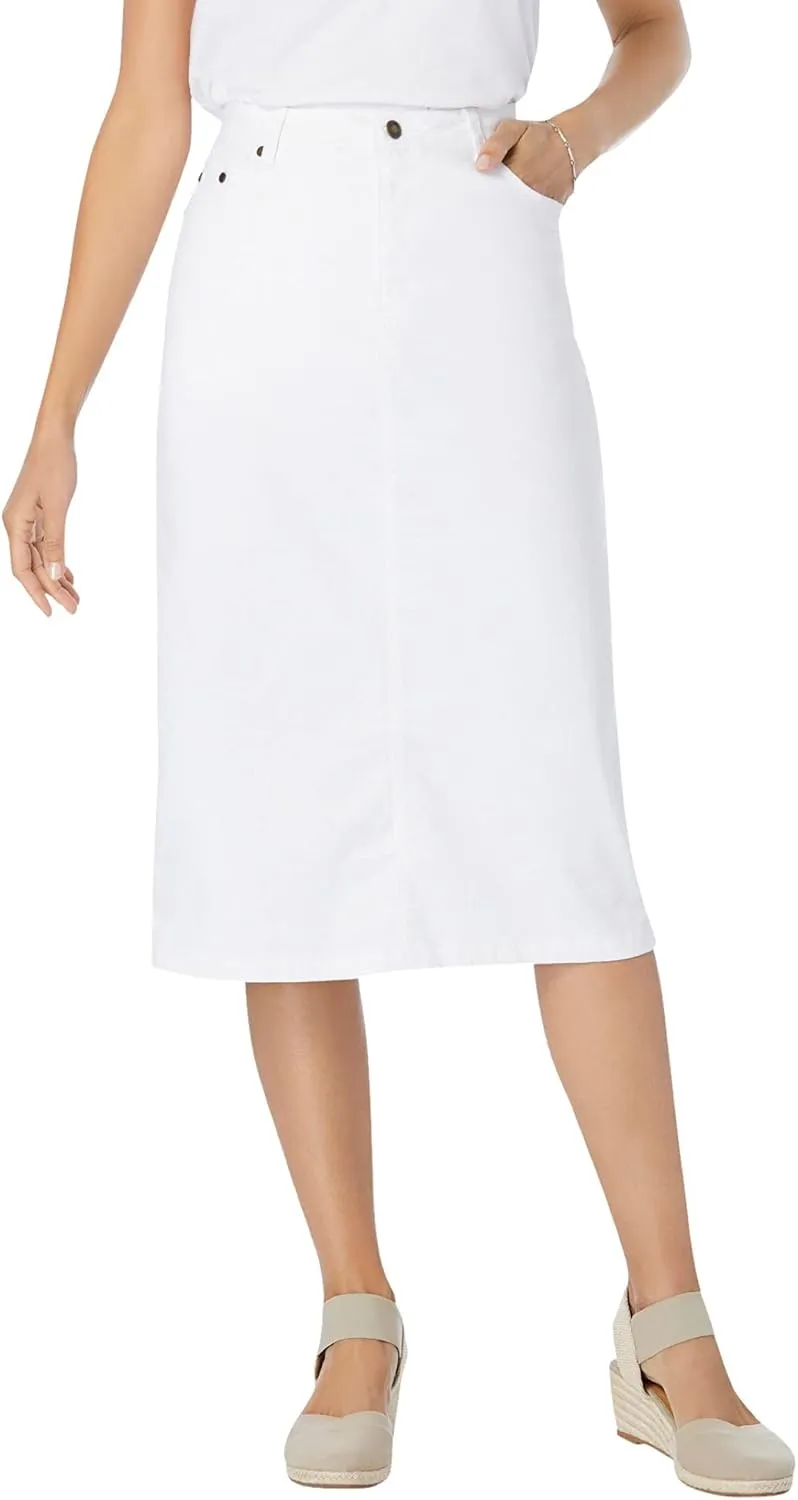 Woman Within Plus Size Petite Stretch Denim Jean Skirt