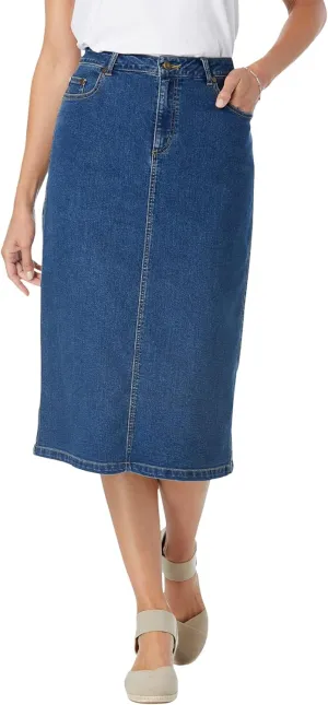 Woman Within Plus Size Petite Stretch Denim Jean Skirt