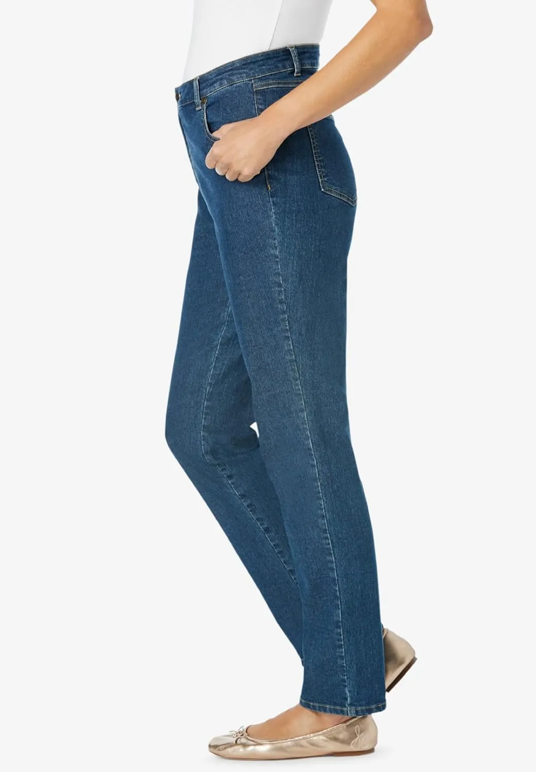 Woman Within Plus Size Straight-Leg Stretch Denim Jean
