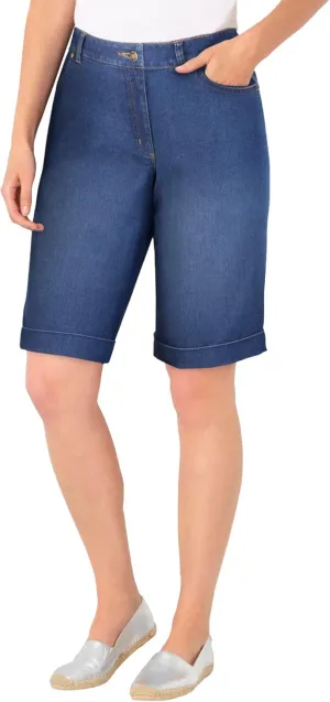 Woman Within Plus Size Stretch Denim Jean Bermuda Short