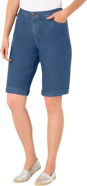 Woman Within Plus Size Stretch Denim Jean Bermuda Short
