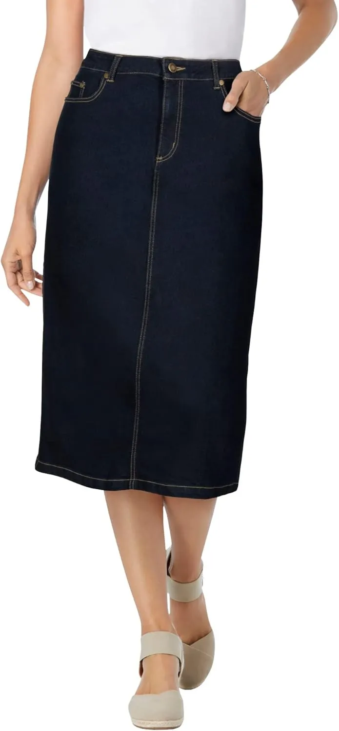 Woman Within Plus Size Stretch Denim Jean Skirt