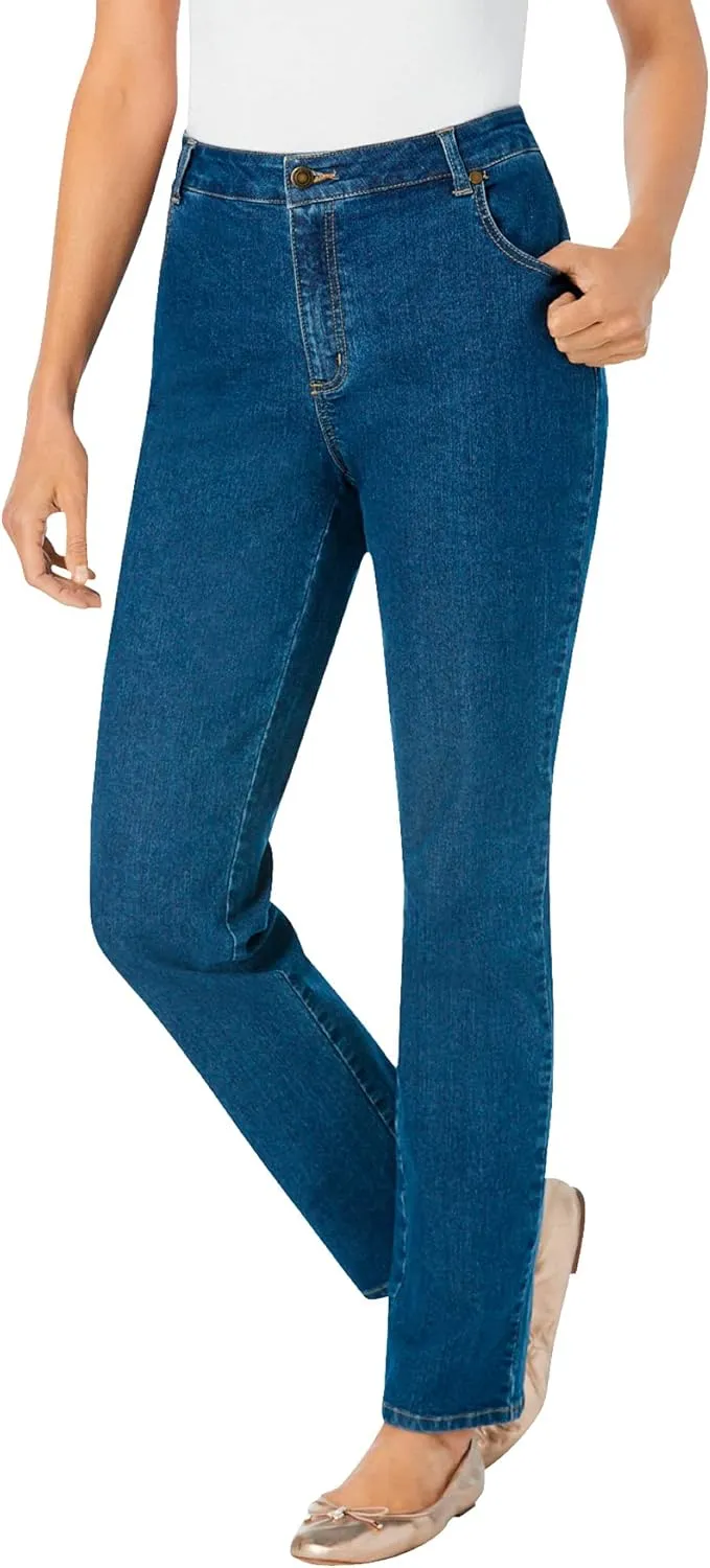 Woman Within Women's Plus Size Straight-Leg Stretch Denim Jean