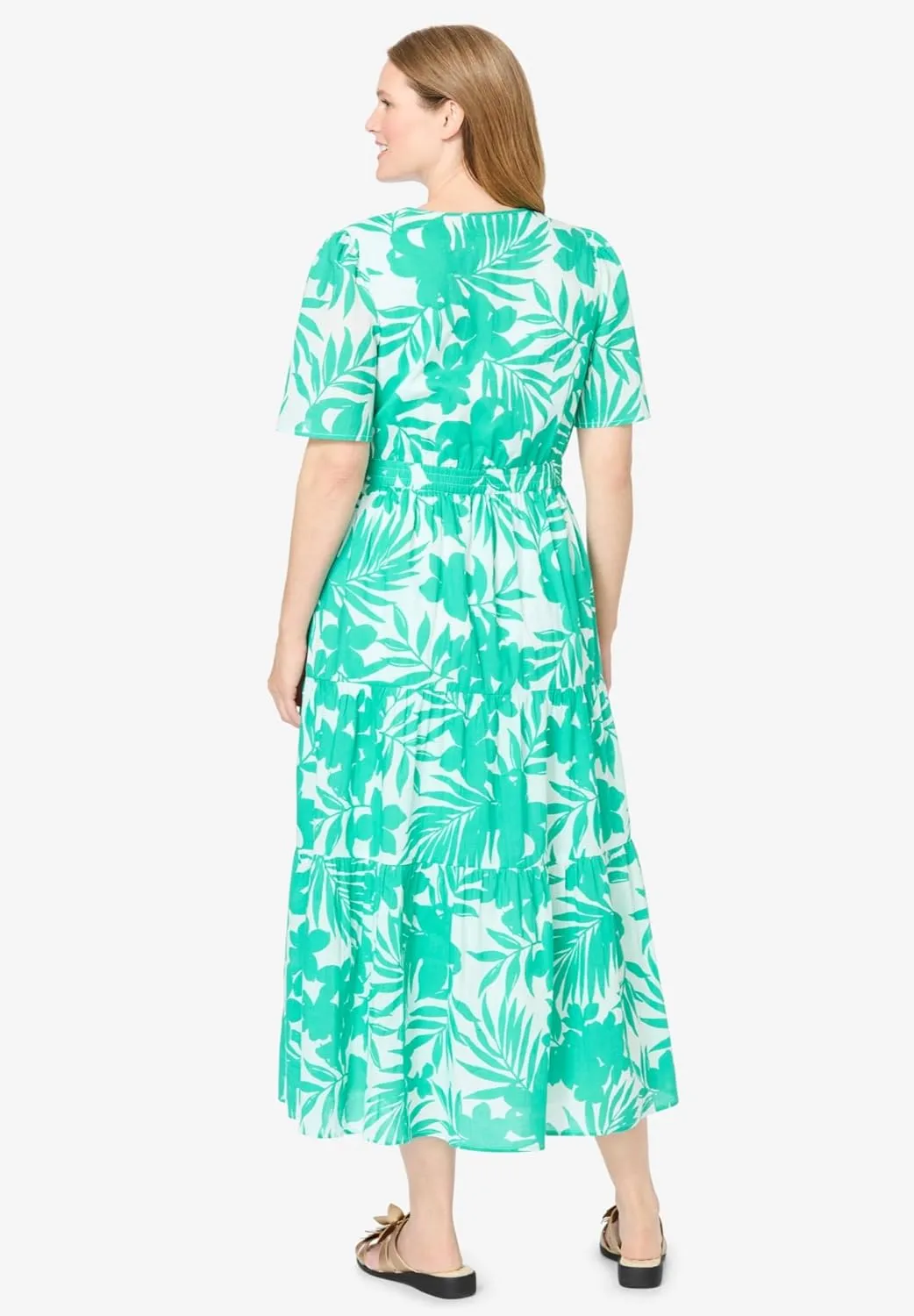 Woman Within Women's Plus Size Tiered Midi Dress