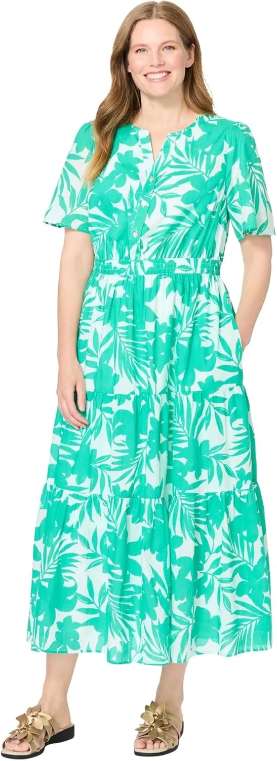 Woman Within Women's Plus Size Tiered Midi Dress