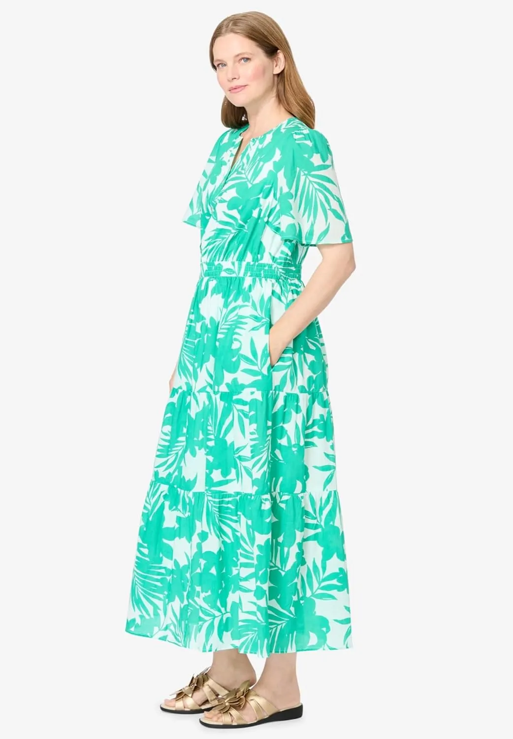 Woman Within Women's Plus Size Tiered Midi Dress
