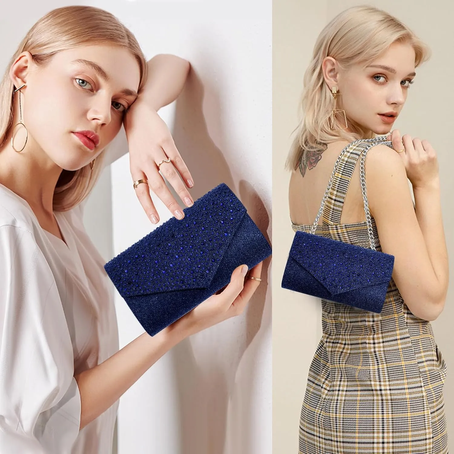 Women Evening Bag Clutch Rhinestone Envelope Party Handbag Bridal Prom Purse