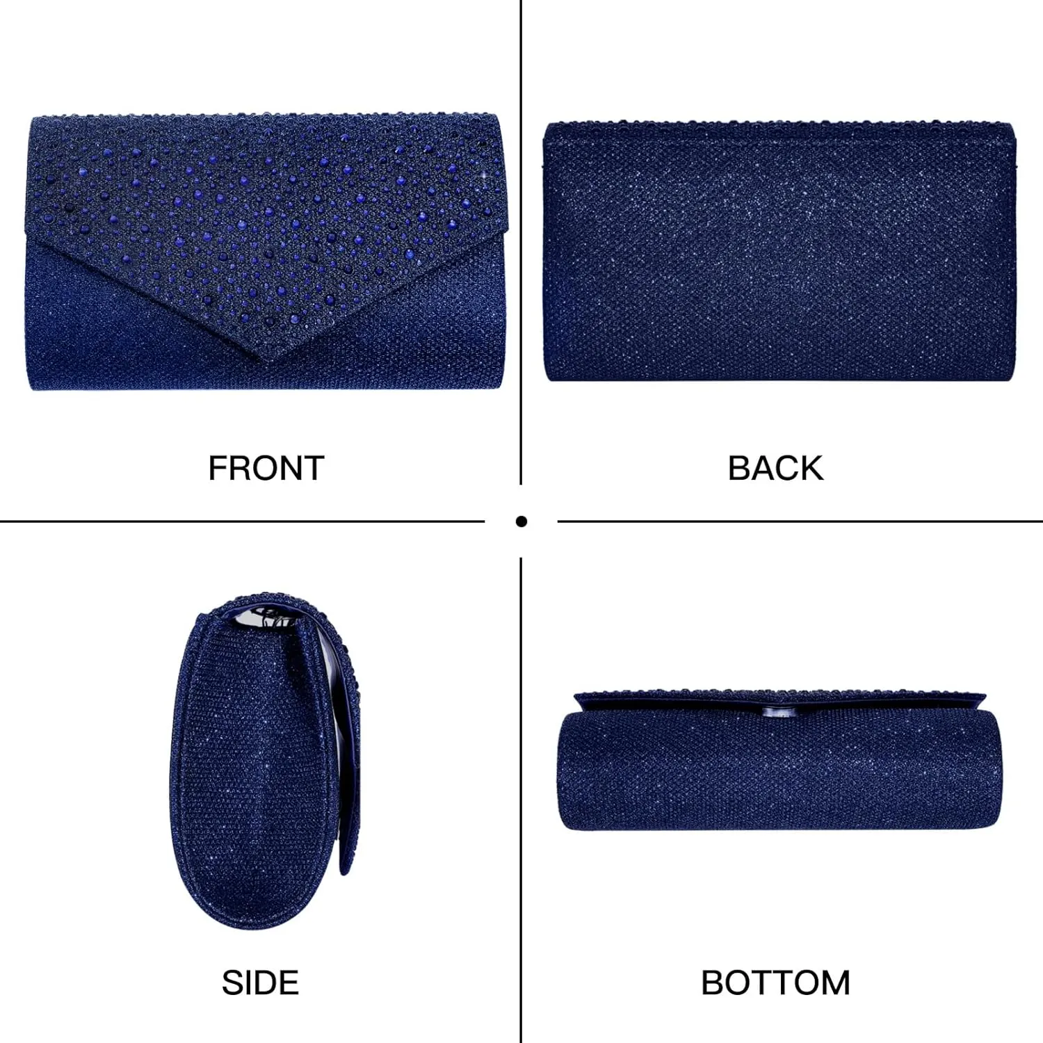 Women Evening Bag Clutch Rhinestone Envelope Party Handbag Bridal Prom Purse