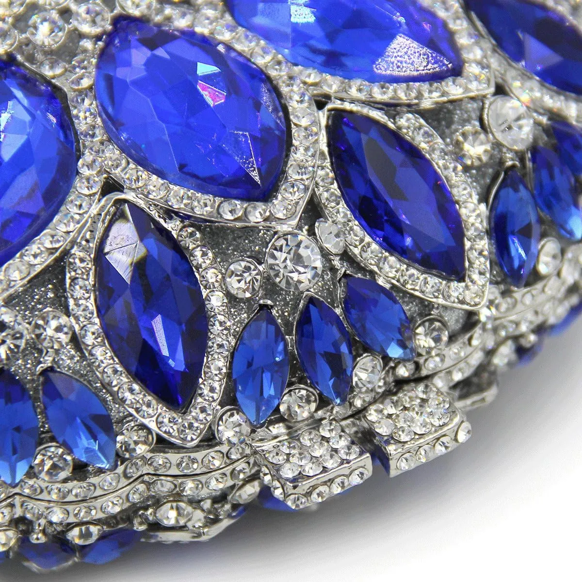 Women Gemstone Handbag Rhinestones Sector Shape Wedding Evening Clutch Purse