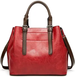 Women Purse Vegan Leather Satchel Handbag Retro Top Handle Satchel Bag Multi-pocket Tote Handbag Work Shoulder Bag