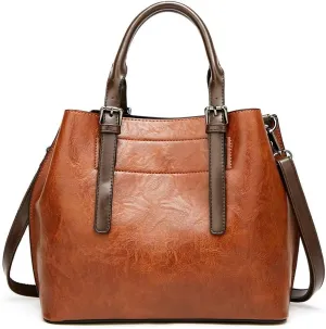 Women Purse Vegan Leather Satchel Handbag Retro Top Handle Satchel Bag Multi-pocket Tote Handbag Work Shoulder Bag