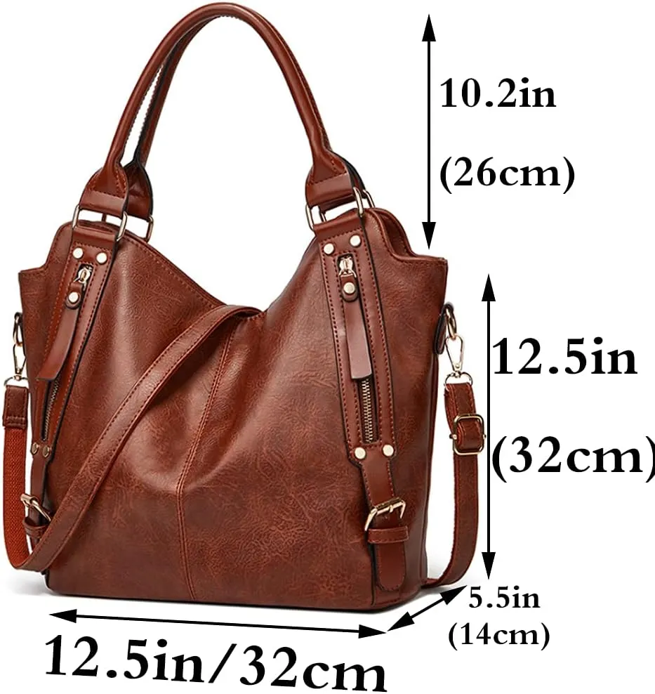 Women Retro Purse and Handbag PU Leather Satchel Tote Top-handle Shoulder Bag