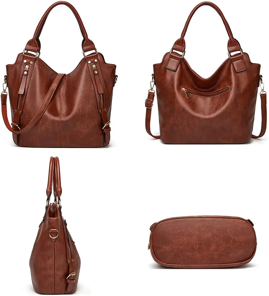 Women Retro Purse and Handbag PU Leather Satchel Tote Top-handle Shoulder Bag