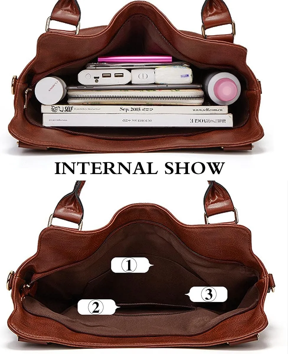 Women Retro Purse and Handbag PU Leather Satchel Tote Top-handle Shoulder Bag