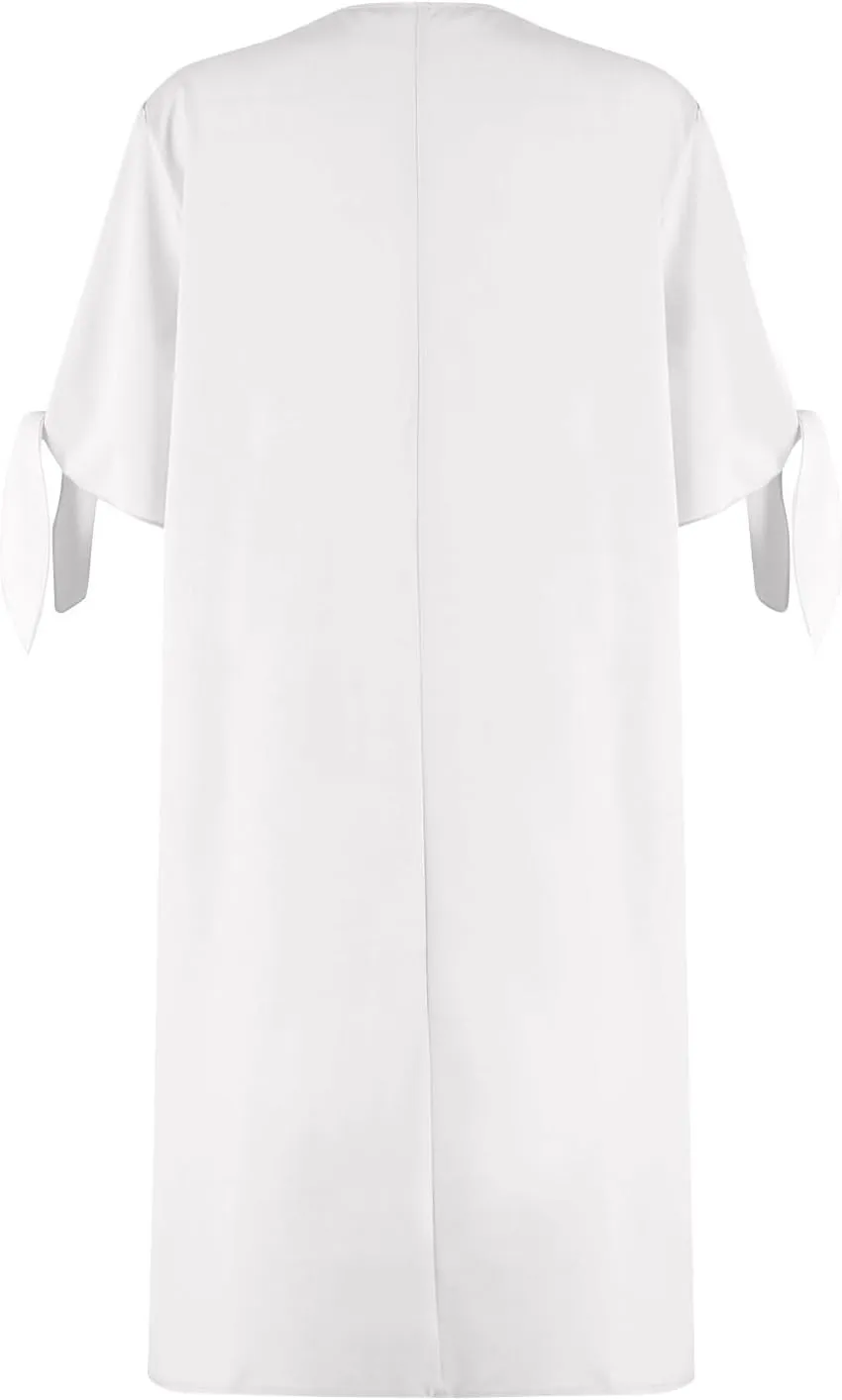 Women Summer Dresses Short Sleeve Flowy Dresses Casual Loose Swing Midi Dress Lace V Neck Comfy Beach Sundress