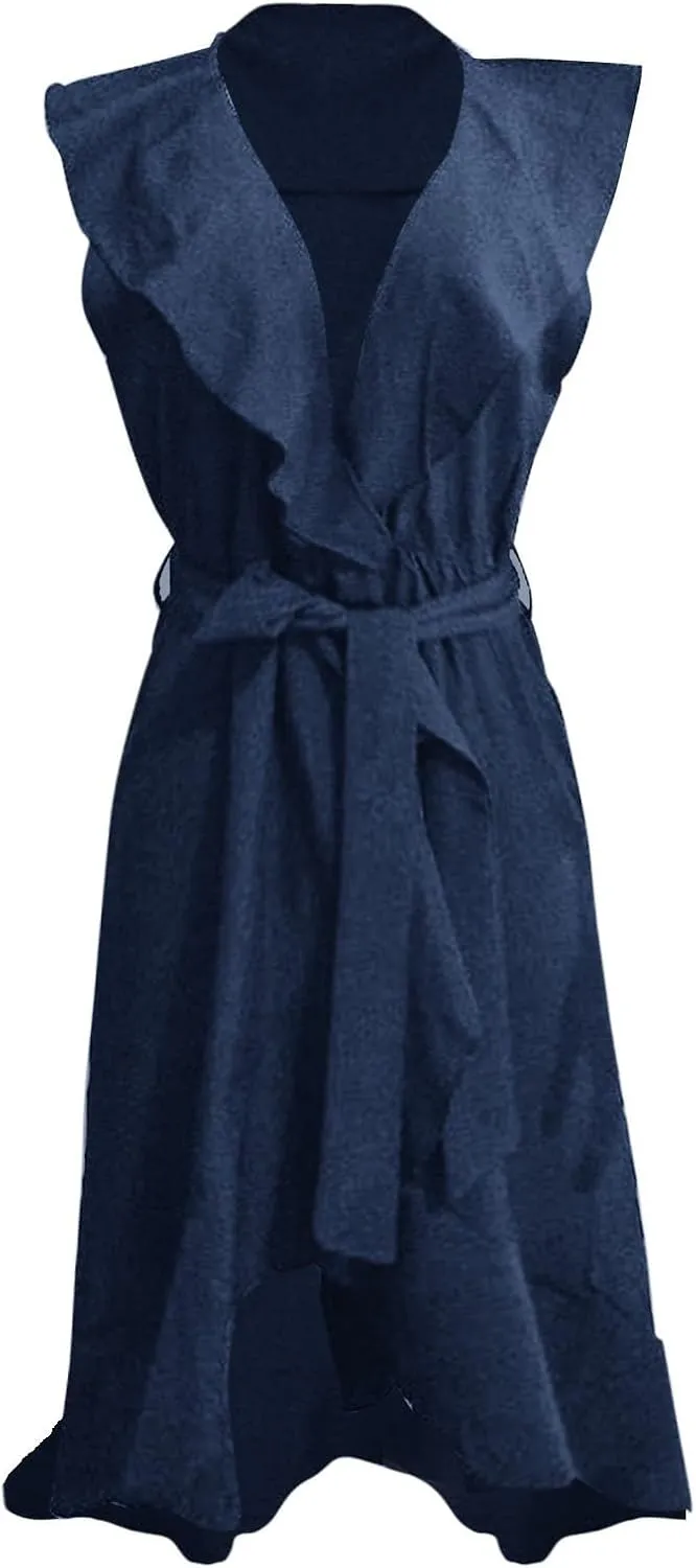 Women's 2025 Summer Wrap Midi Dress Casual Boho Deep V Neck Short Sleeve Ruffle Hem Split Beach Elegance Long Dresses