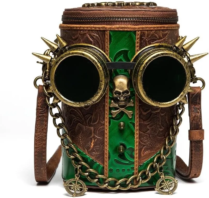 Women's Bag Men's Bag, Steampunk Retro Style Decorative Bag, First Layer Bucket Bag, Shoulder Crossbody Bag