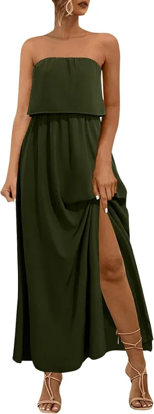 Women's Boho Floral Print Off Shoulder Split Long A Line Dress Floral Short Sleeve A Line Beach Vacation Dresses