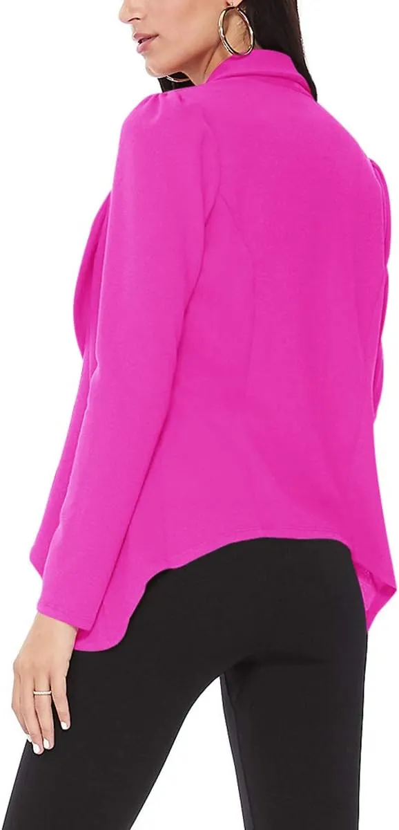 Women's Casual Long Sleeves Open Front Office Wear Solid Blazer Jacket S-3XL Made in USA