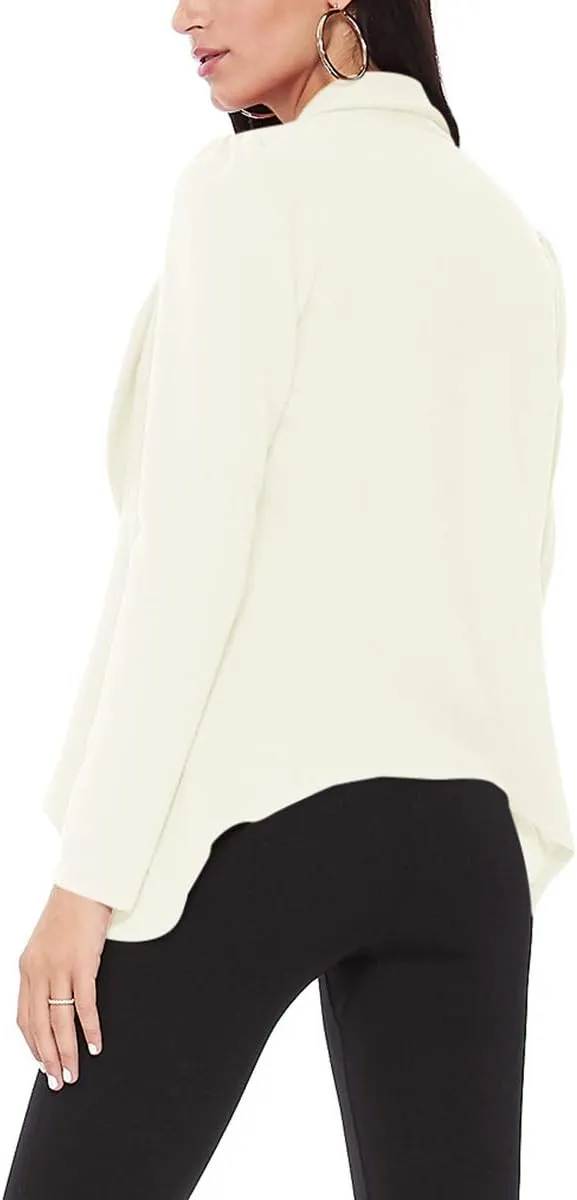 Women's Casual Long Sleeves Open Front Office Wear Solid Blazer Jacket S-3XL Made in USA