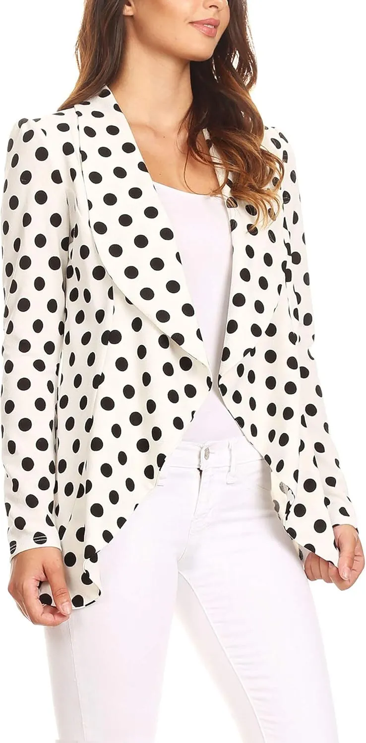 Women's Casual Long Sleeves Open Front Office Wear Solid Blazer Jacket S-3XL Made in USA