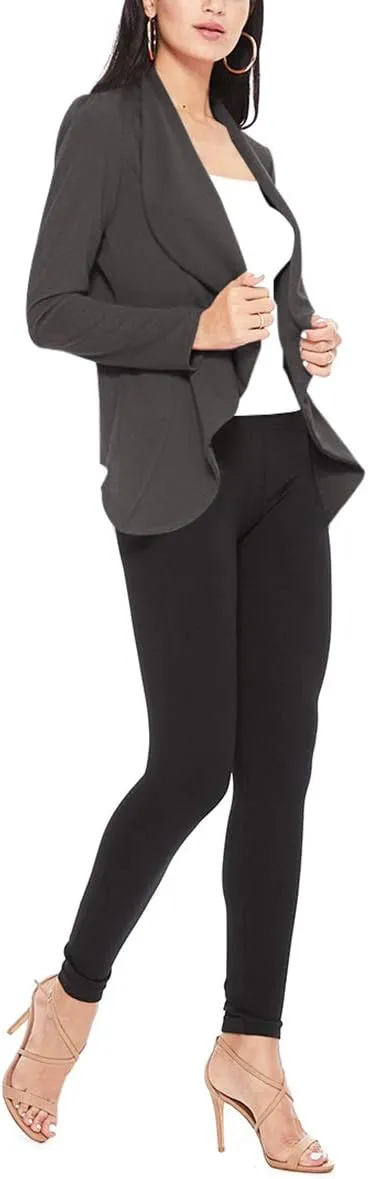 Women's Casual Long Sleeves Open Front Office Wear Solid Blazer Jacket S-3XL Made in USA