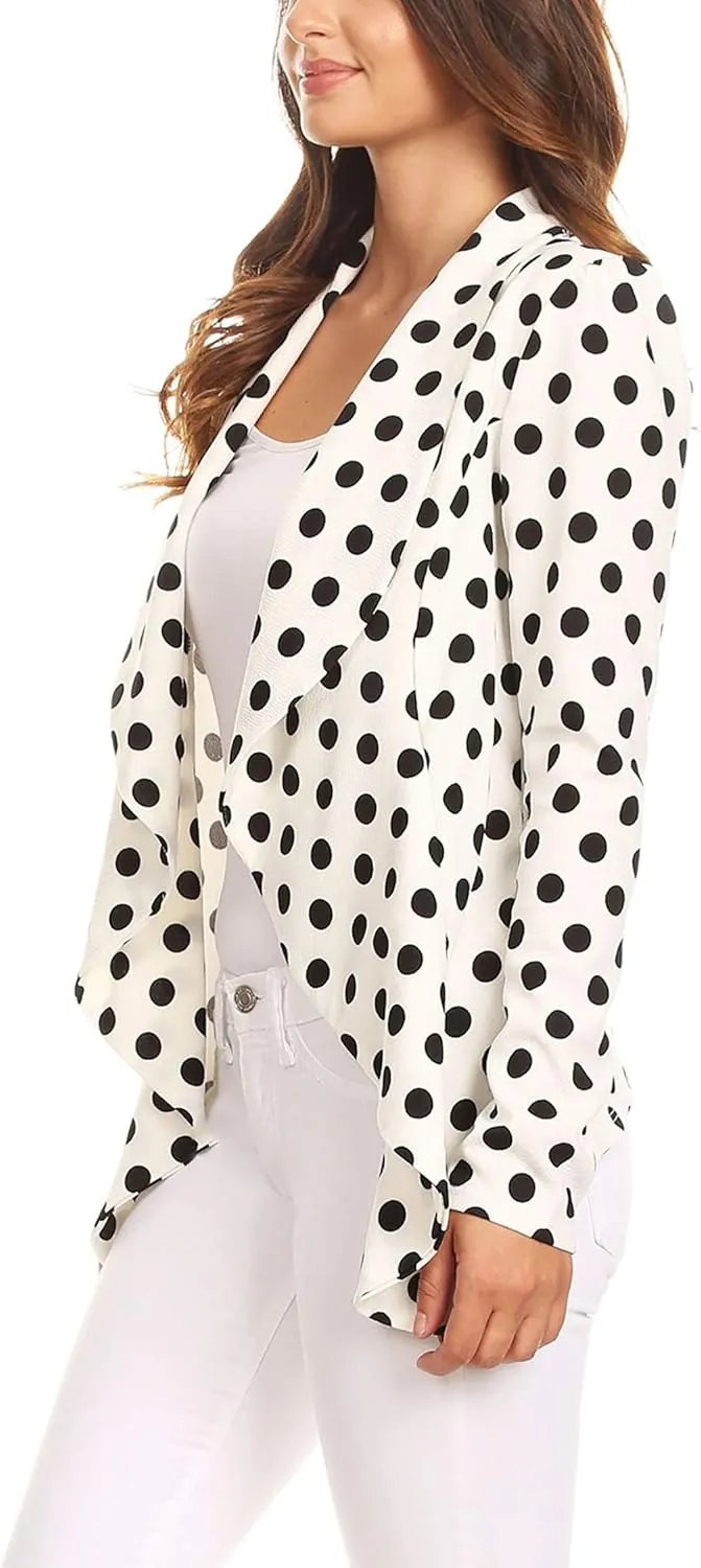 Women's Casual Long Sleeves Open Front Office Wear Solid Blazer Jacket S-3XL Made in USA