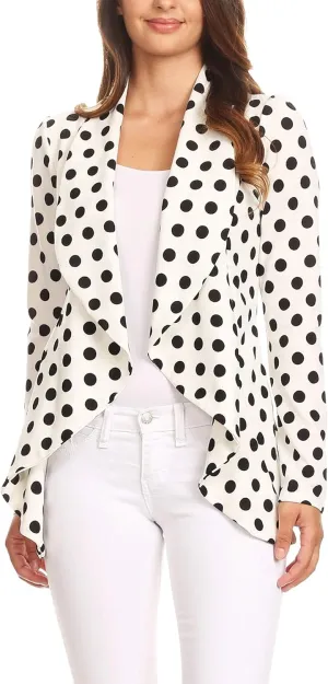 Women's Casual Long Sleeves Open Front Office Wear Solid Blazer Jacket S-3XL Made in USA