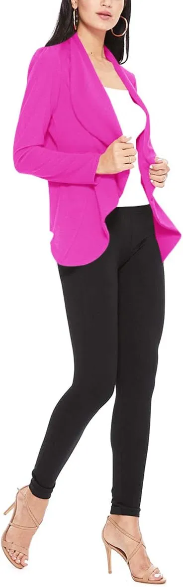 Women's Casual Long Sleeves Open Front Office Wear Solid Blazer Jacket S-3XL Made in USA