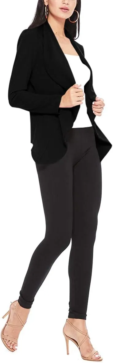 Women's Casual Long Sleeves Open Front Office Wear Solid Blazer Jacket S-3XL Made in USA
