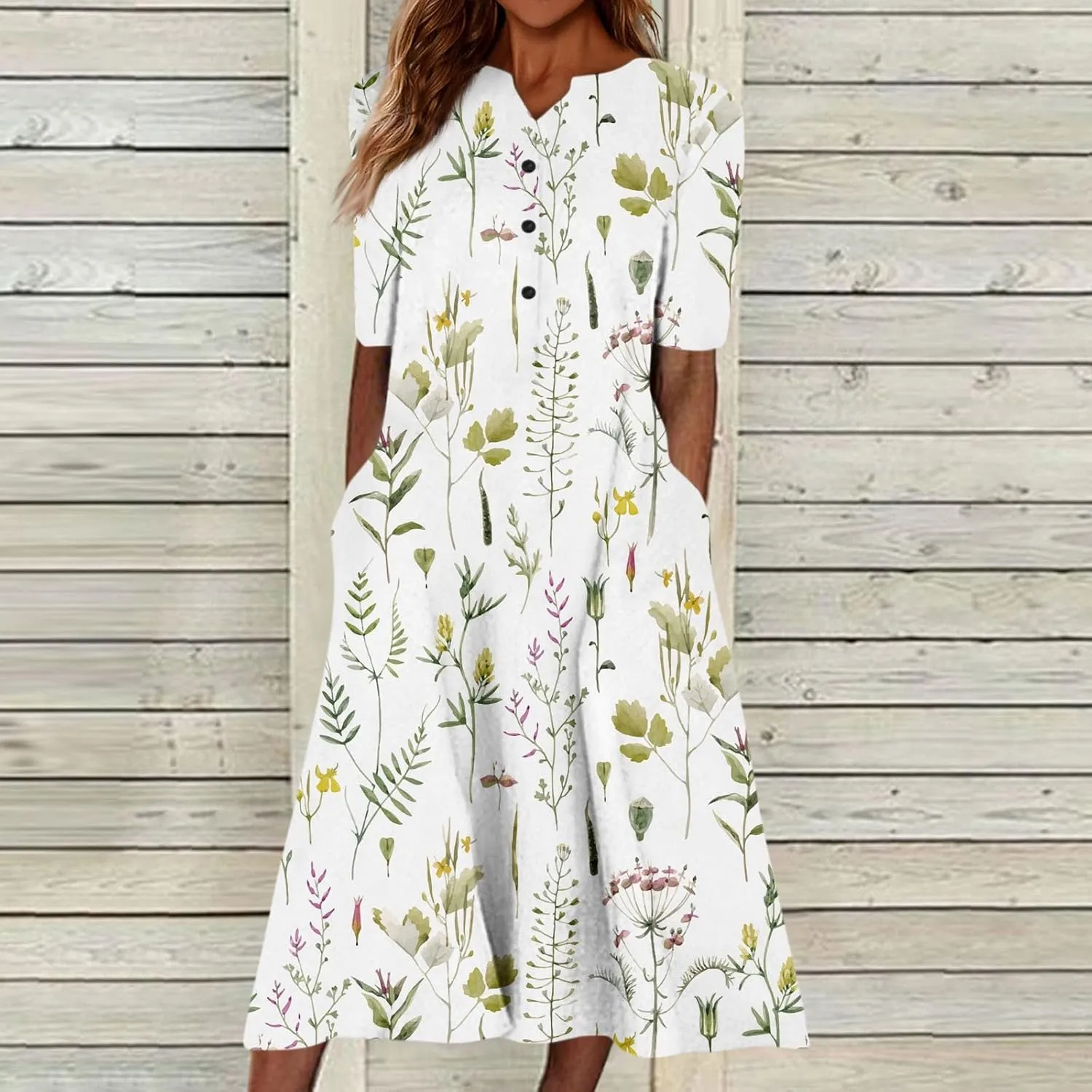 Womens Casual Printed Dresses V Neck Fashion Short Sleeve 2025 Sexy Swing Summer Dressy Daily Party Dress