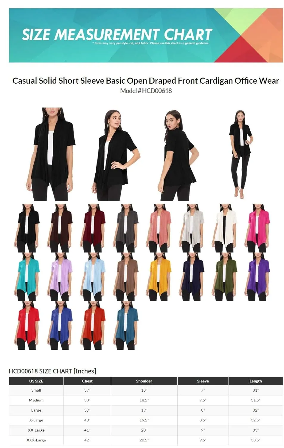 Women's Casual Solid Short Sleeve Basic Open Draped Front Cardigan Office Wear