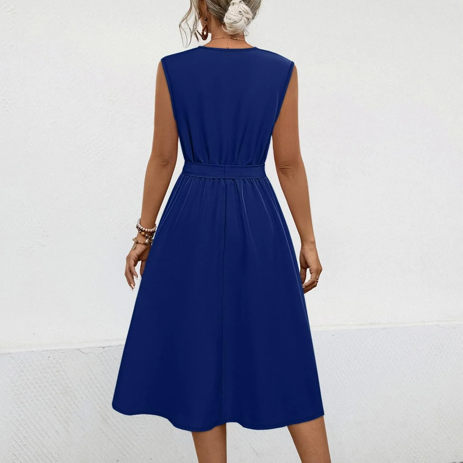 Women's Cocktail Party Work Dress Sexy V Neck Sleeveless Vacation Dress Casual A-Line Mini Sundress Short Dress