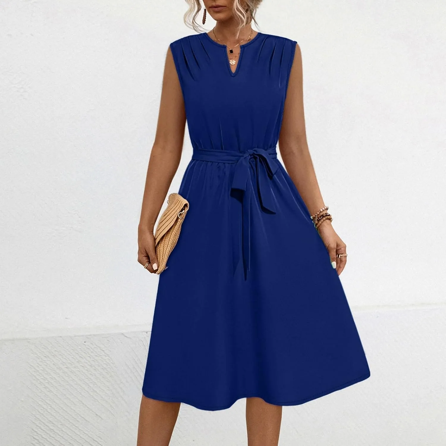 Women's Cocktail Party Work Dress Sexy V Neck Sleeveless Vacation Dress Casual A-Line Mini Sundress Short Dress